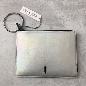 Thacker Opal Silver Gunmetal Ring Clutch Gabel Travel Pouch NEW